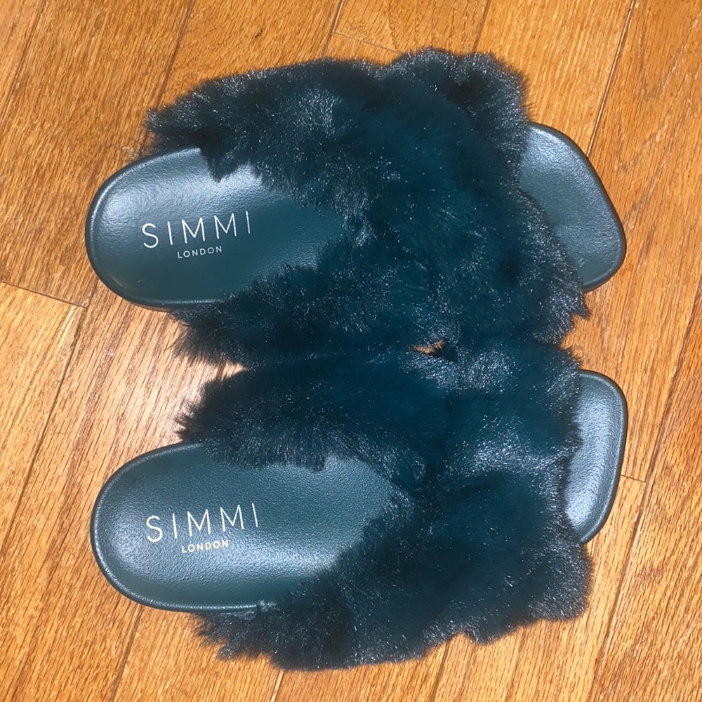 Green Simmi Fur Slippers